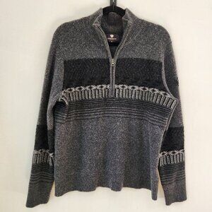 Obermeyer Wool Blend Grey Quarter Zip Pullover Sweater Warm Casual Men's M